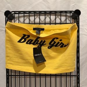Yellow “baby girl” tube top